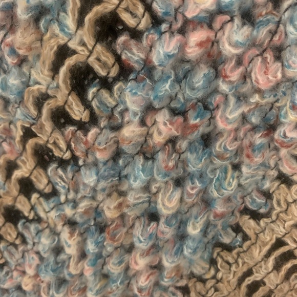 Multicolor Knit Poncho with Fringe - Picture 3 of 6